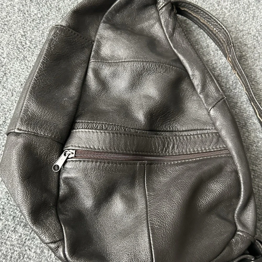 Amerileather Bag Chocolate‎ Sling Backpack Leather Crossbody Mens Travel Daypack